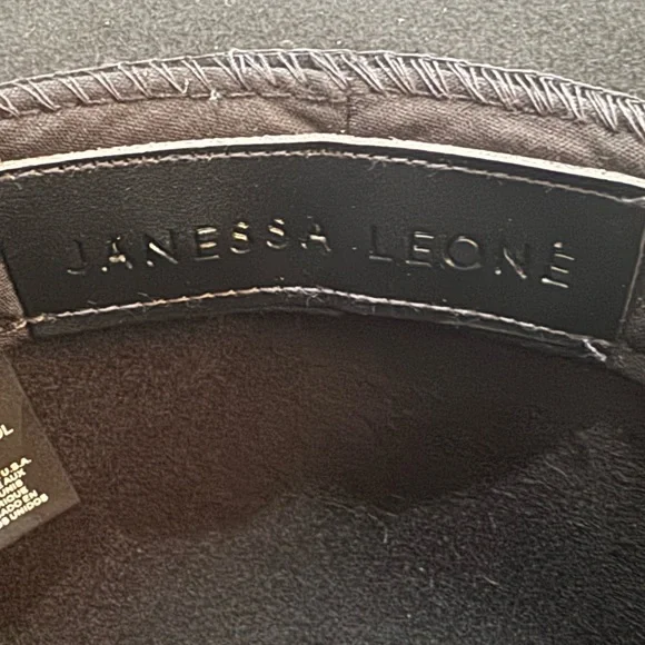 Janessa Leone | Black Floppy Wool Hat Medium leather straps Aiden Hat | Janessa Leoné – Janessa Leone main image 2